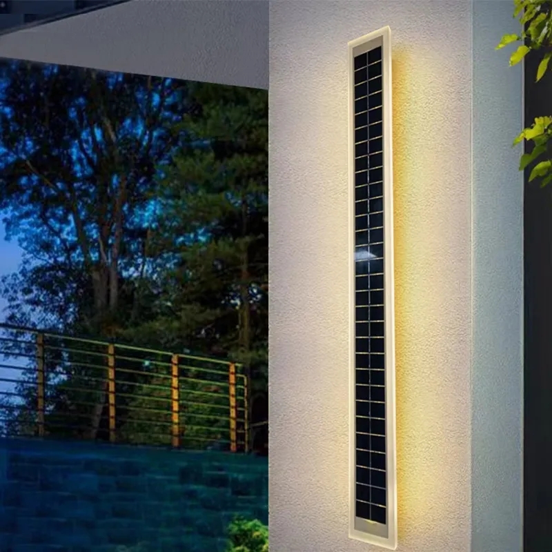 Luz de pared Led solar para exteriores, 20cm, 60cm, 100cm, resistente al agua, IP65, lámpara de pared larga para jardín, porche, lámpara de lavado para villas con patio