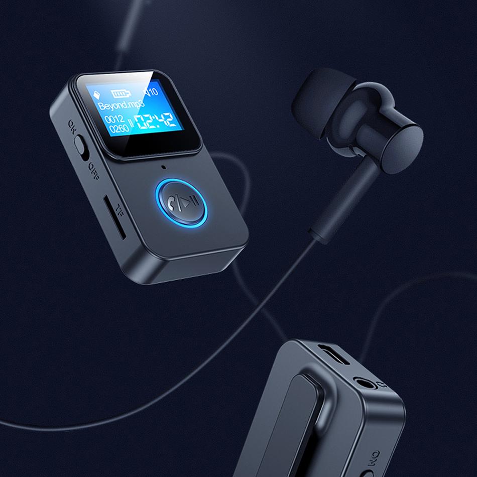 C33 Bluetooth 5.0レシーバーLEDディスプレイCILP音楽MP3プレーヤーTF 3.5mm AUXワイヤレスオーディオアダプターヘッドフォンカーテレビPC