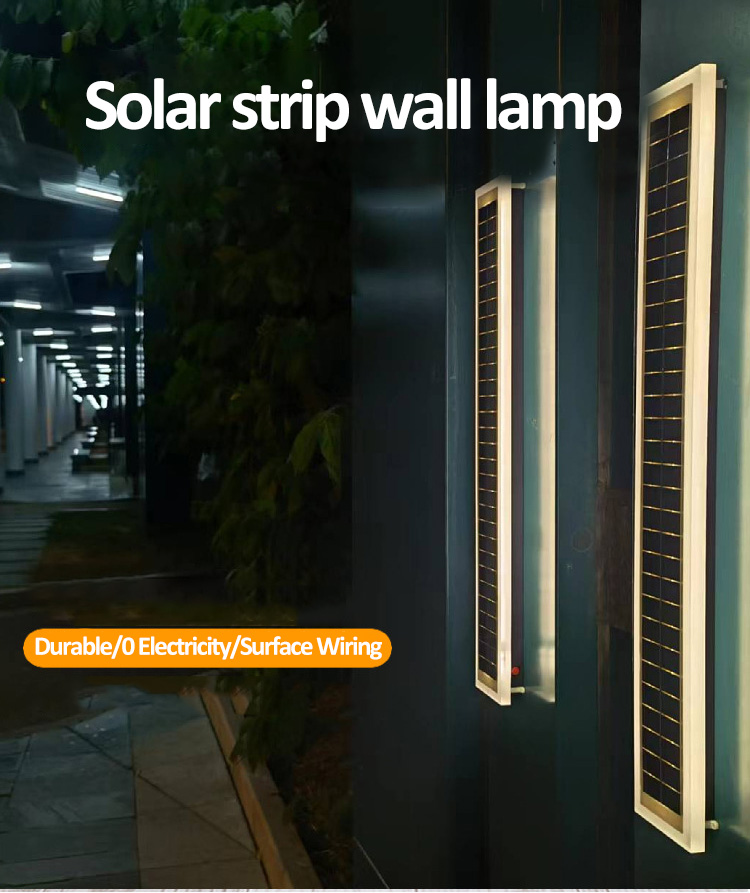 Luz de pared Led solar para exteriores, 20cm, 60cm, 100cm, resistente al agua, IP65, lámpara de pared larga para jardín, porche, lámpara de lavado para villas con patio