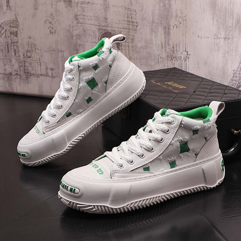 Men's Casual Running Shoes Canvas Hole High Top Pleasantly Cool Men's Sneakers Punching Outdoor Tennis Training Shoes for Men