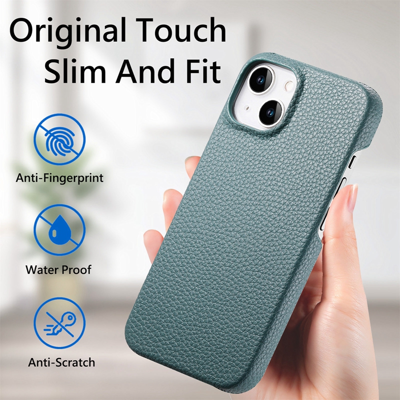 Leechee Litchi Grain PU Leer Hard PC Gevallen Voor Iphone 15 Plus 14 Pro Max 13 12 11 XR XS X 8 6 7 Iphone15 Plastic Mobiele Telefoon Back Cover Skin