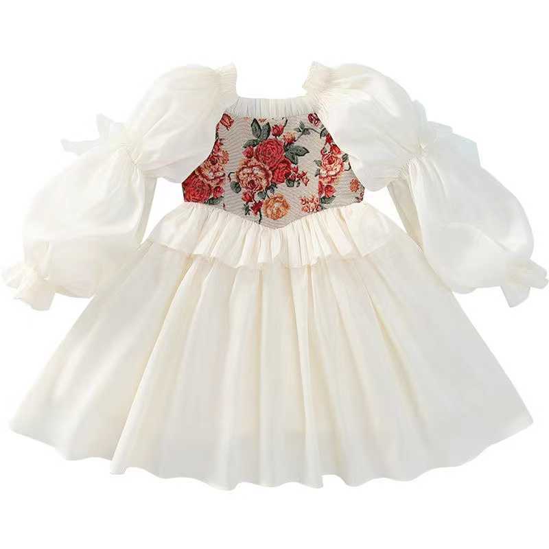 女の子のドレススペインのヴィンテージパレス刺繍ドレス女の子のためのブリデメイドウェディングドレスホワイトボールガウンパーティーウェアエレガント