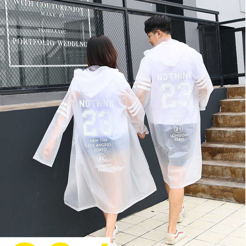 Lovers Black Raincoat Fashion Couple Rainwear EVA Men Raincoats Transparent Women Rain Coat Adult Cloak Rain Poncho Dropshipping L230620