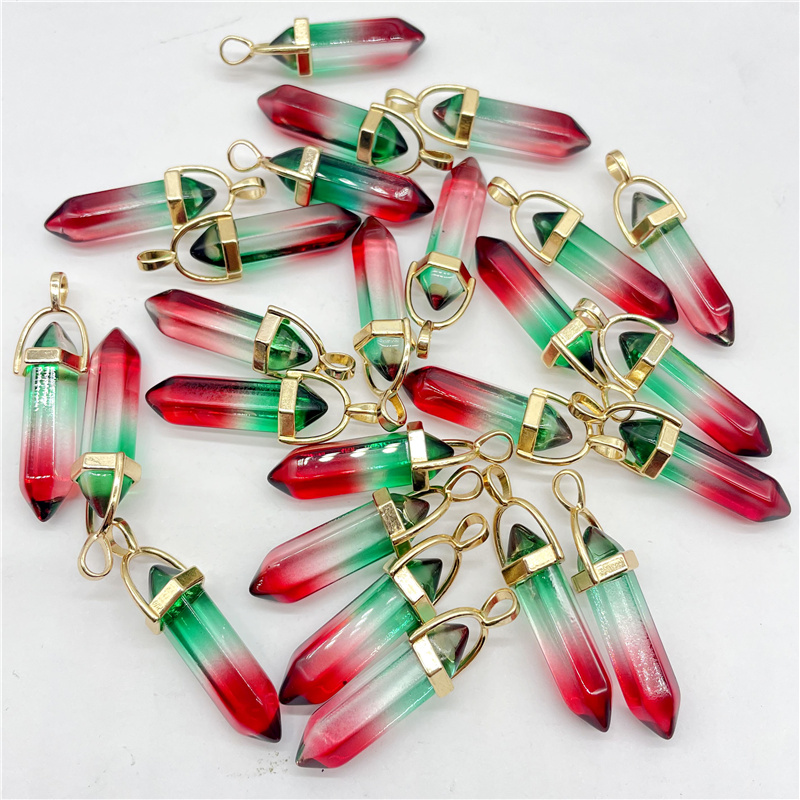 Goud Regenboog Gekleurd Glas Zeshoekig Prisma Slinger Hanger Bedels DIY Sieraden Maken Kettingen Accessoires