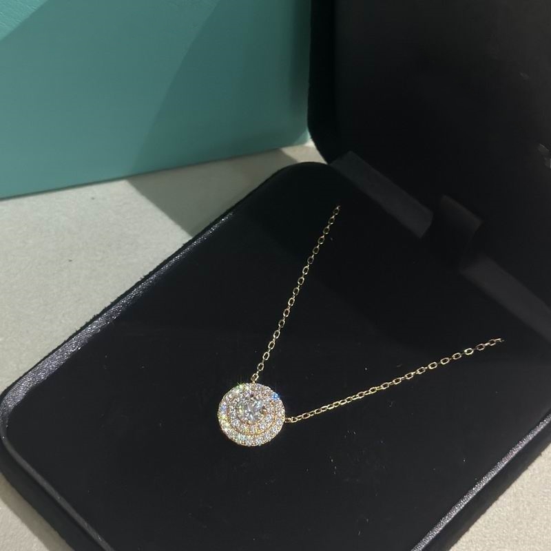 2023 joli pendentif mignon colliers long argent mince chaîne en acier inoxydable diamants anneaux de cristal design femmes collier avec sac à poussière et boîte
