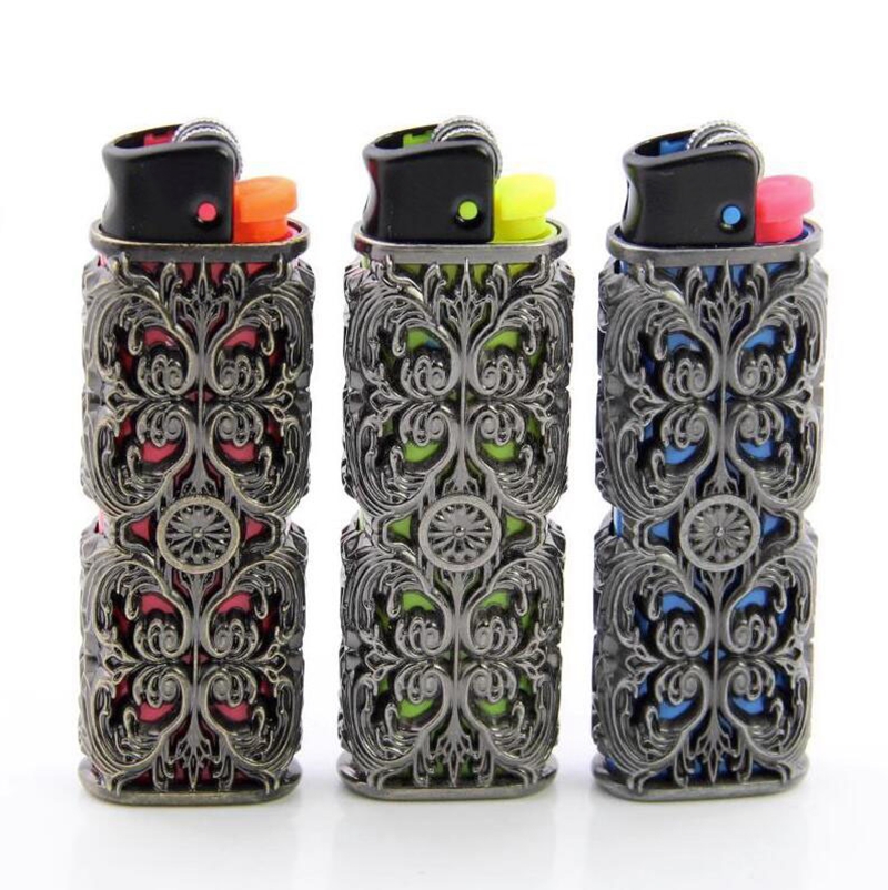 Smoking Colorful Metal Alloy Replaceable ED1 Lighter Casing Case Shell Innovative Hollow Out Protection Sleeve Portable Sheath Herb Tobacco Cigarette Holder