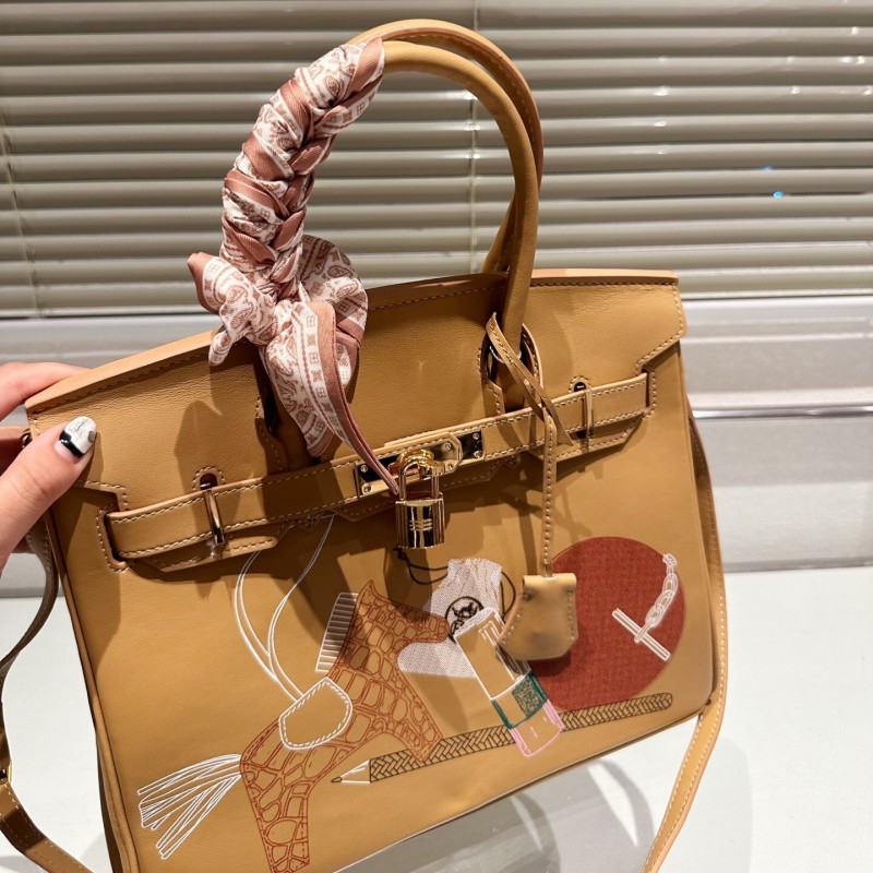 2023 nouvelle boutique cuir de vachette sac pour femme luxe deux mains poignée une épaule poche bandoulière graffiti sac marron blanc luxe décontracté mode style personnalisé