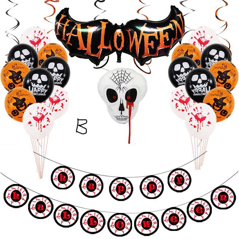 Halloween Party Decorations Aluminium Film Balloons Busiga tricks Skull Parties Bat Decorations Bakgrundsdekoration