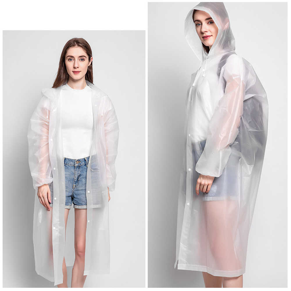 2023 New Fashion Donna Uomo Trasparente Impermeabile ispessito EVA Cappotto antipioggia Studenti adulti Poncho impermeabile riutilizzabile Ladies Rainsuit L230620