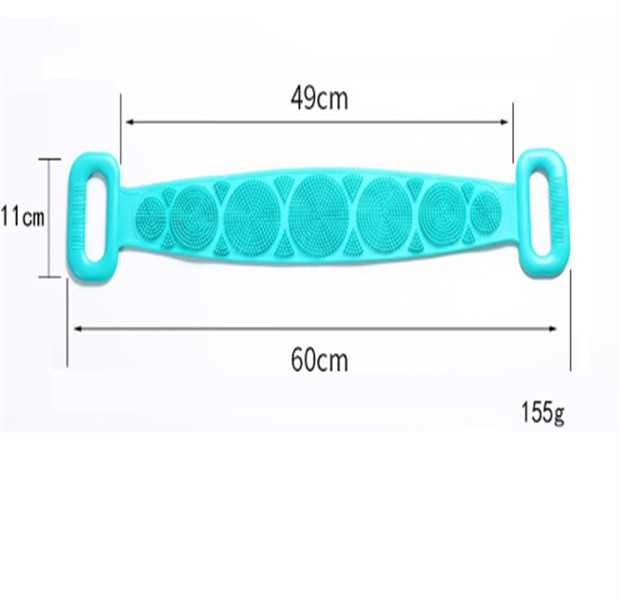 10 Pçs Toalha de Banheiro Utensílios Artigos de Toalete Atacado 60 cm Silicone Doméstico Dupla Face Escovas de Banho de Cabo Longo Esfoliante Massagem Cintos de Banho JL1542