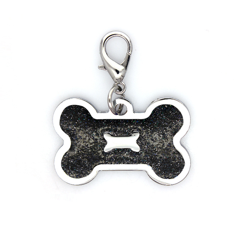 Bone Dog Tag Metal Glitter Pet Dog Name ID Card Lettering Anti-lost