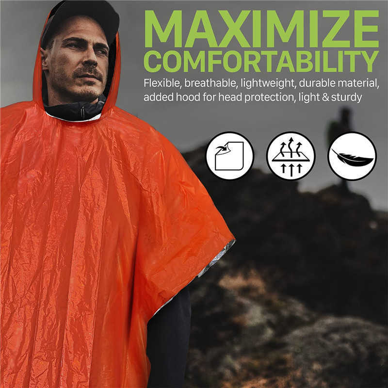 Riscaldamento di emergenza Poncho impermeabile Pieghevole RainWear Impermeabile da donna portatile escursionismo Neve Pellicola in alluminio Mantieni calda la coperta L230620