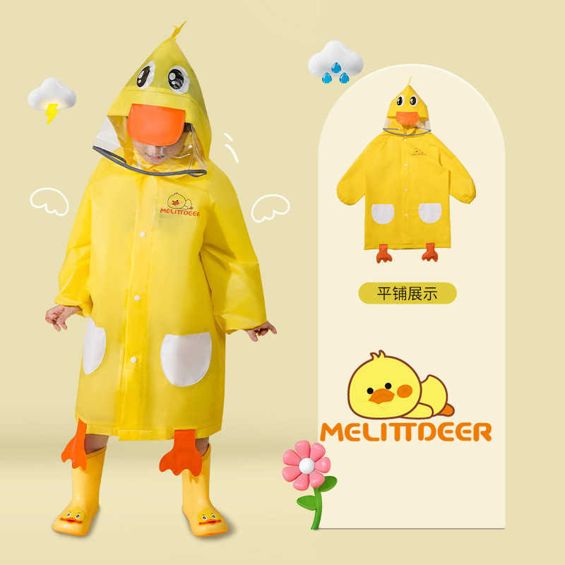 EVA Cute Cartoon Children's Raincoat Waterproof Dinosaur Rain Poncho Raincoat et with Backpack Location Student Raincoat L230620