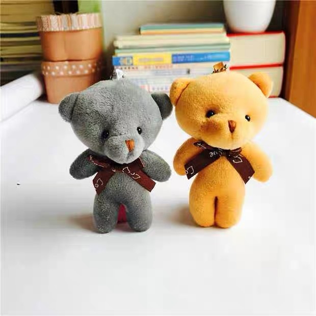 12CM Teddy Bear Plush Toy Siamese Bear Doll Bear Toy Small Gift Factory Wholesale Key Chain Pendant Gifts For Boyfriends