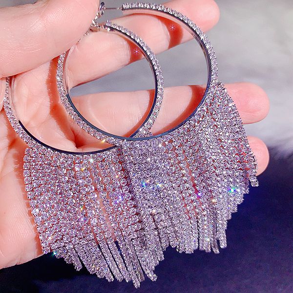 Long Tassel Dingles Luxury Zircon Tassel Earrings Diamond Dress Wedding Accessories Earrings Drop Earrings Studs Smycken