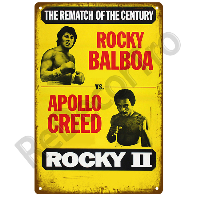 Famoso film americano Poster in metallo Film classici Art Segni in metallo Rocky Targa in metallo Man Cave Soggiorno Decorazione da parete Estetica Mobili Decorazione Regali personalizzati w1