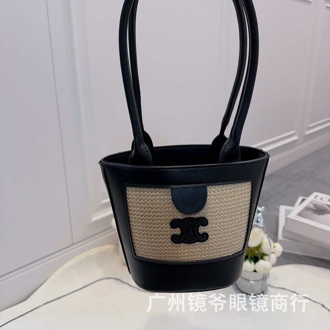 2023 Summer New Japanese Mini Straw Bucket Bag Female Fashion Sweet Casual with Shoulder Bag