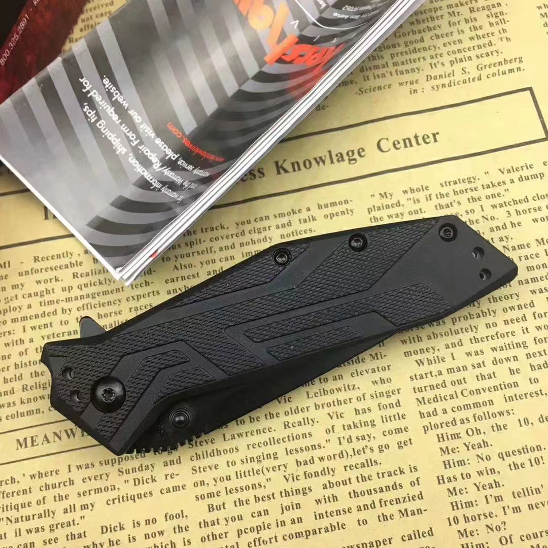 KS1990 Coltello pieghevole Flipper assistito 8Cr13Mov Rivestimento in titanio nero Tanto Blade GRN Manico Coltelli tascabili tascabili EDC con scatola al minuto