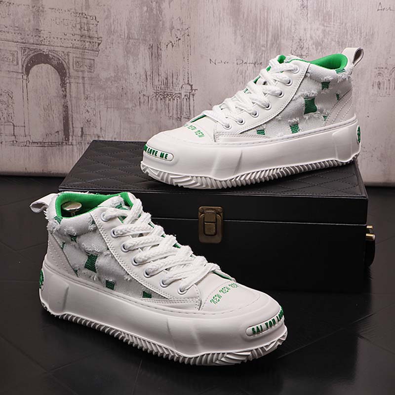 Men's Casual Running Shoes Canvas Hole High Top Pleasantly Cool Men's Sneakers Punching Outdoor Tennis Training Shoes for Men