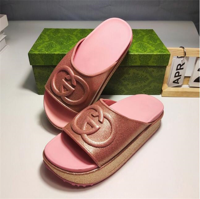 Nieuwe stijl Slippers Sandaal Sliders Macaron dikke bodem Ontwerper antislip INS zachte bodem Geborduurd mode G huis Luxe pantoffel vrouwen dragen strandslippers AAA