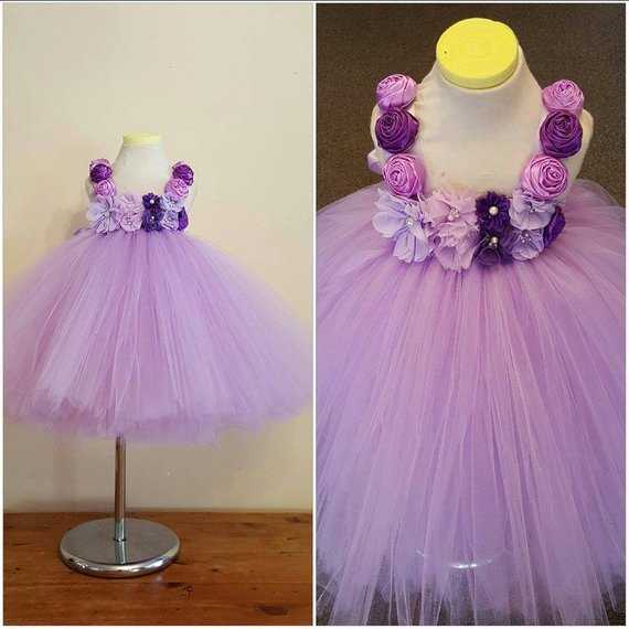 Flickans klänningar Posh Dream Lavender Flower Girl Tutu Dress Rose Chiffon Flower Kids Lavender Dress Wedding Bridesmaid Kidskläder för GirlShkd230712