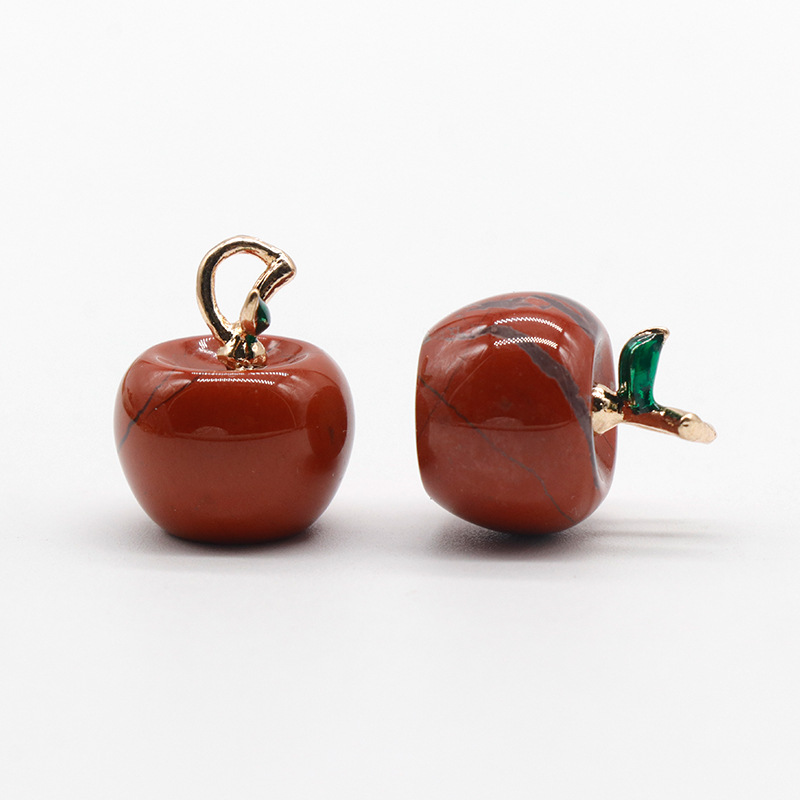 Mini-Apfel-Anhänger, trendiger Naturstein-Schmuck, Kristall-Quarz-Achate, Charms, Weihnachts-Schmuckherstellung