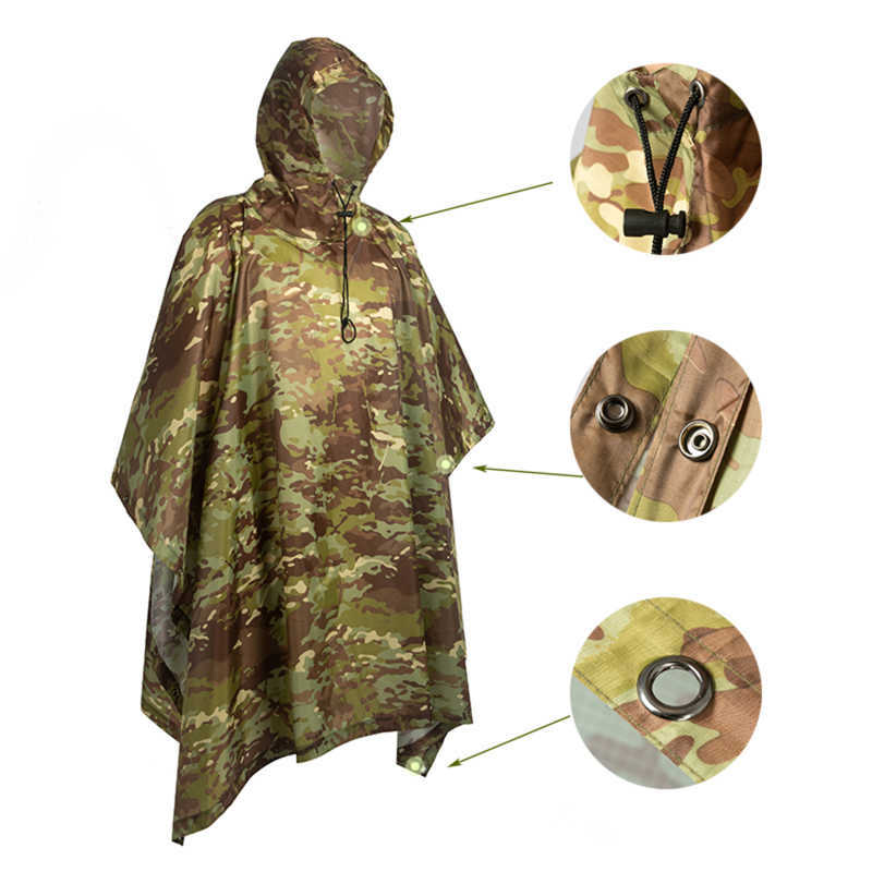 Homme militaire imperméable fermeture éclair camouflage imperméable imperméable manteau de pluie hommes imperméable femmes auvent la pluie moto pluie Poncho