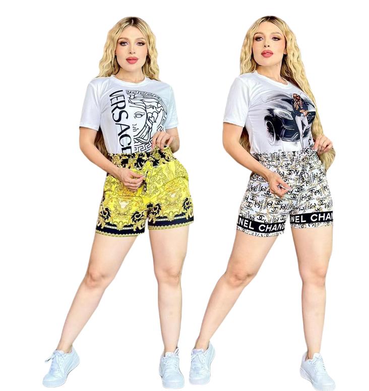 Brand de luxe Fashion Women's Tracksuits Cosse Imprimé Shorts à manches courtes à manches courtes à manches à deux pièces Costumes de jogging de jogging Q6134
