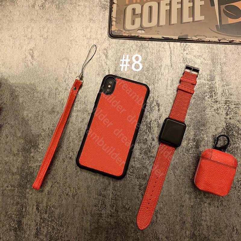 3-piece set fashion phone cases for iPhone 15Pro Max 14 13 12 11 15Plus 15 Pro 14Pro max mini X XS XR XSMAX PU leather earphone cover designer watchband watch straps Suit