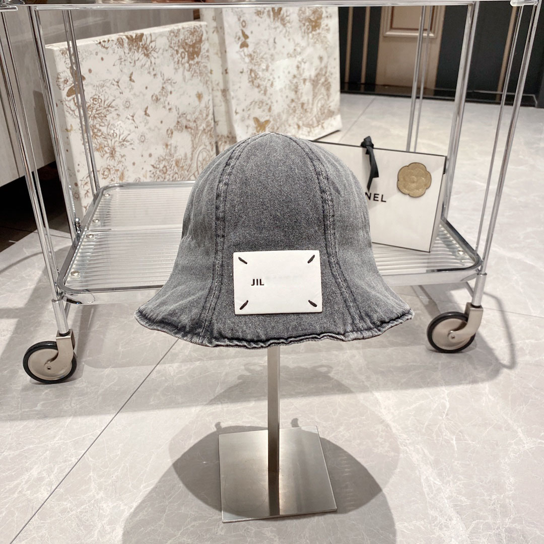 Couple concepteur de matériaux en denim chapeau seau automne été processus de lavage lettre imprimer 3 couleurs chapeaux à large bord