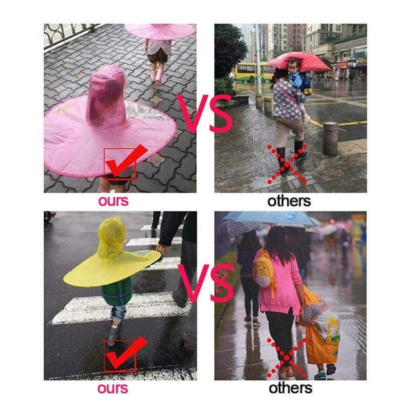 Creative Kids Rain Cover Cute Cartoon Duck UFO Children's Raincoat Boys And Girls Umbrella Hat Windproof Poncho Rain Gear Hot L230620