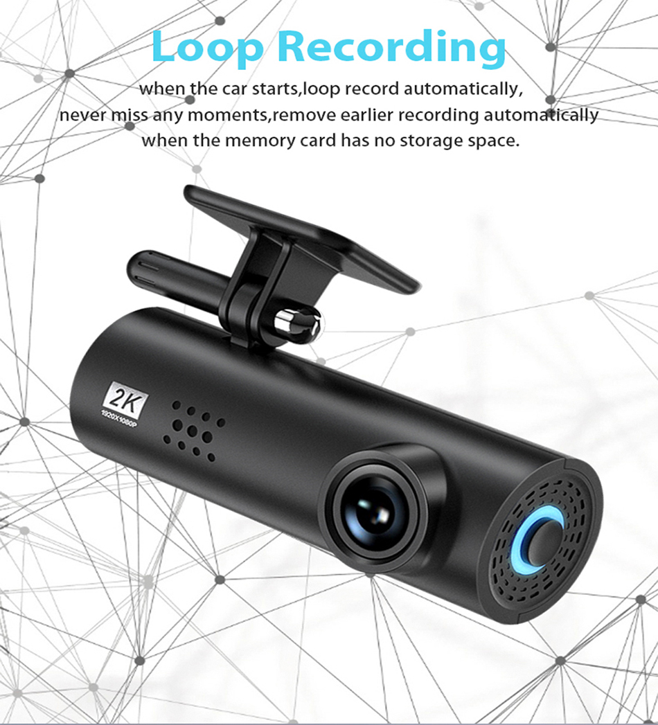 LF9 Pro Dash Cam 1080p Night Vision Car DVR Recorder Wi-Fi Dashcam 170 ° vidvinkellins 24 timmar Parkeringsmonitor Kamera