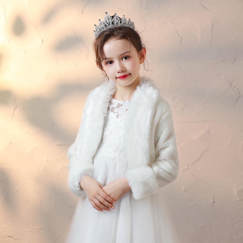 Winter Girls Wedding Jacket Faux Fur Warm Party Coat Fashion Formal Girls Clothes