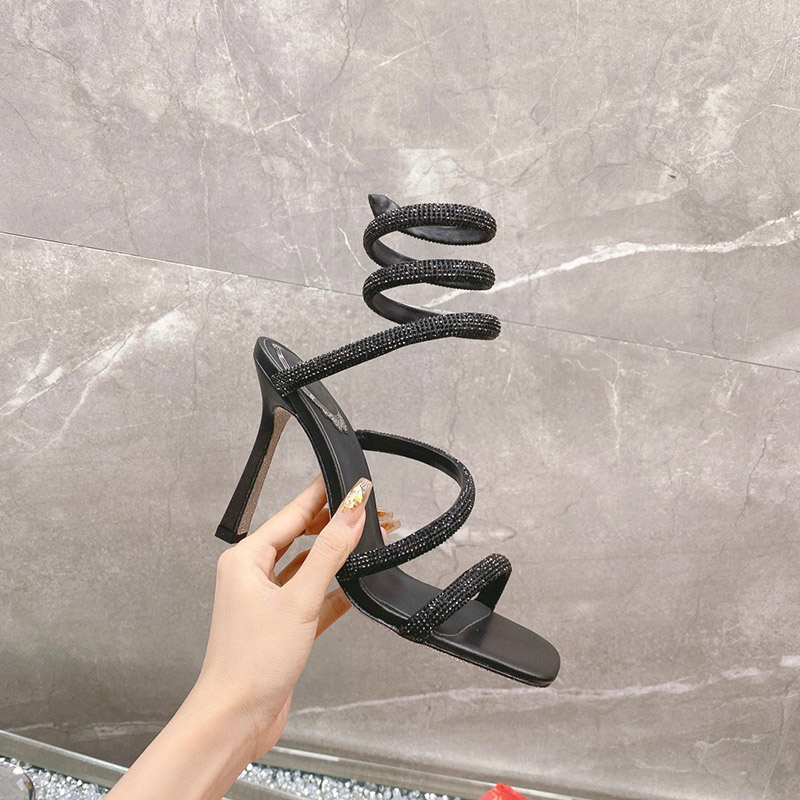 Designerschuhe CLEO Sandale High Heels hochwertige Party-Abendschuhe Designer-Absätze Damen-Stiletto-Sandalen RC-Sandale mit Kristallabsätzen berühmte Luxus-Designer-Slides