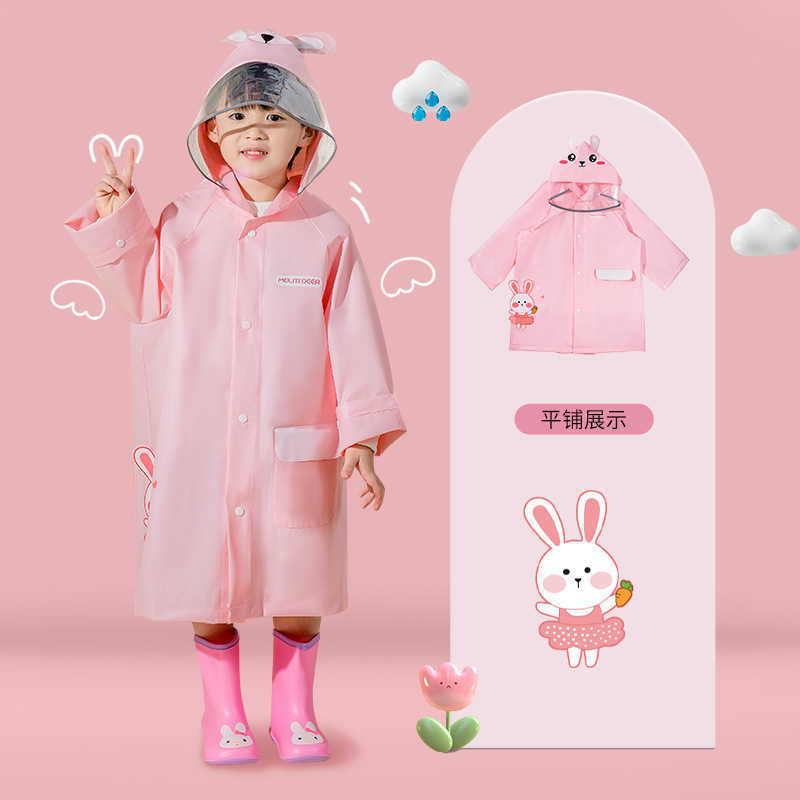 Eva Cute Cartoon Children's Raincoat Waterproof Dinosaur Rain Poncho Raincoat ET med ryggsäck Plats Student Raincoat L230620