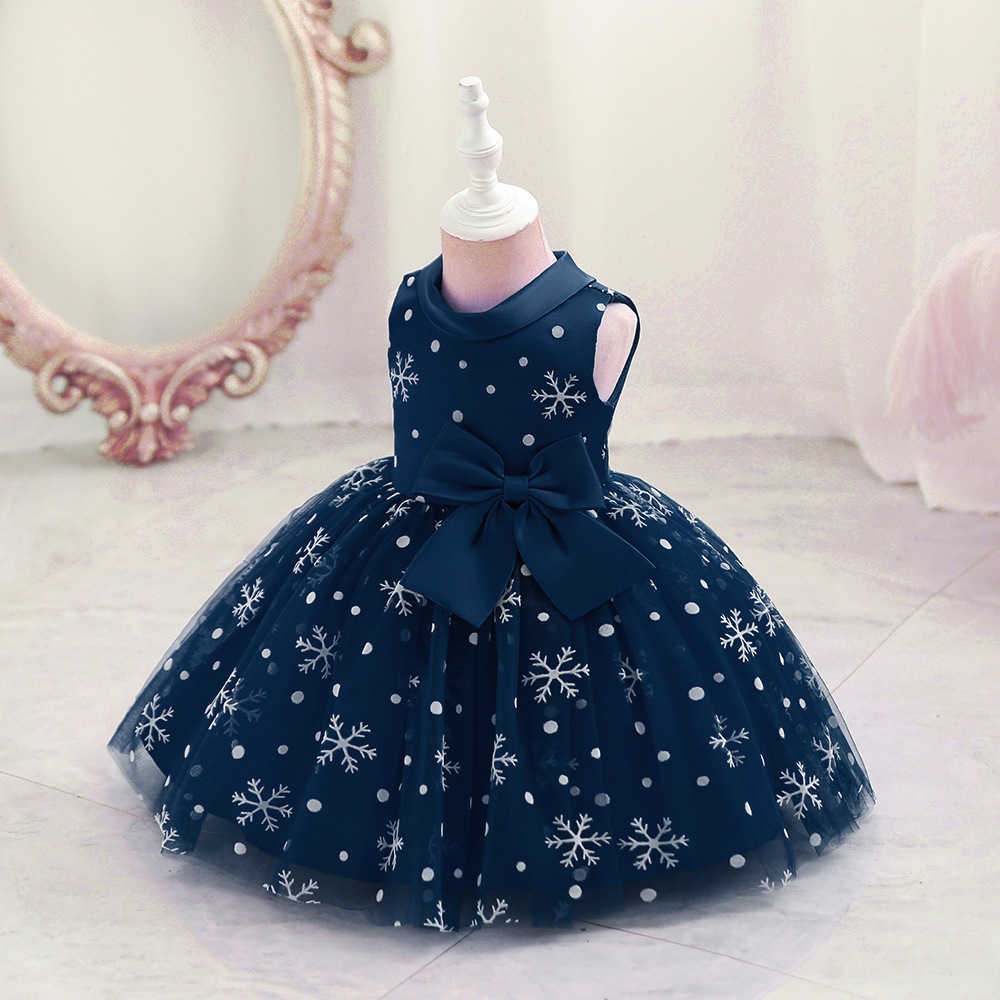 Robes de fille Noël Kid Girl Dress Snowflake Party Dress pour bébé 1 an anniversaire enfant en bas âge enfants robe de princesse robe de baptême 1-6YHKD230712