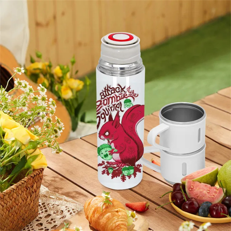 US Stock 500ml Sublimation Fiole à vide Coffret cadeau Coffret cadeau Thermos isolé sous vide en acier inoxydable 500 ML Fiole à vide avec 3 couvercles pour thé au café chaud