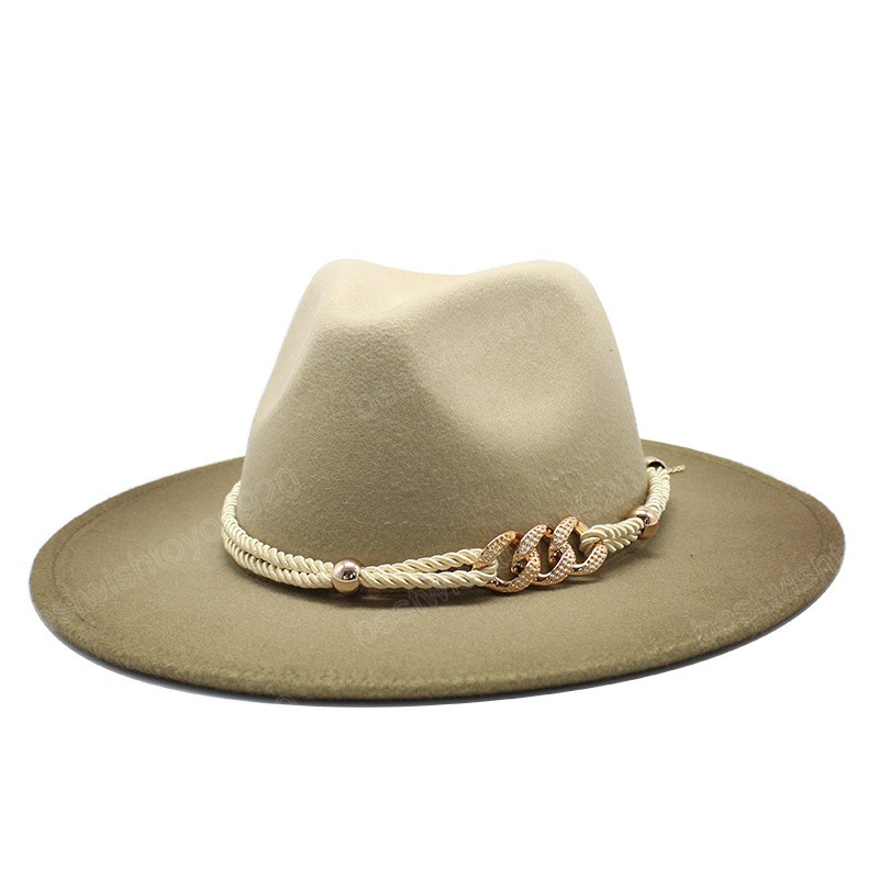 Klasyczny gradient fedora kapelusz mężczyźni kobiety imitacja wełniana zimowa szeroka brzeg poczuć czapki mężczyźni mody Jazz Hat Fedoras Chapeau