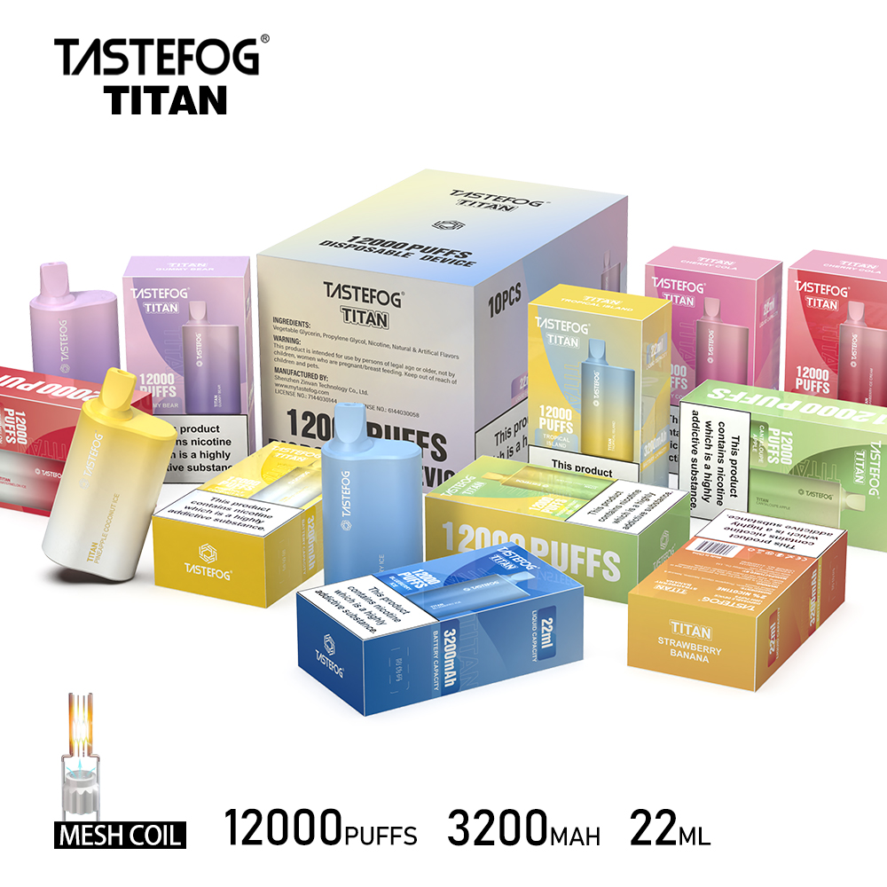 Ny Puff TasteFog Titan Disposable Vapes Kit 10K Puffs Electronic Cigarette 2% 22 ML 3200mAh med 10 flavors snabb leverans