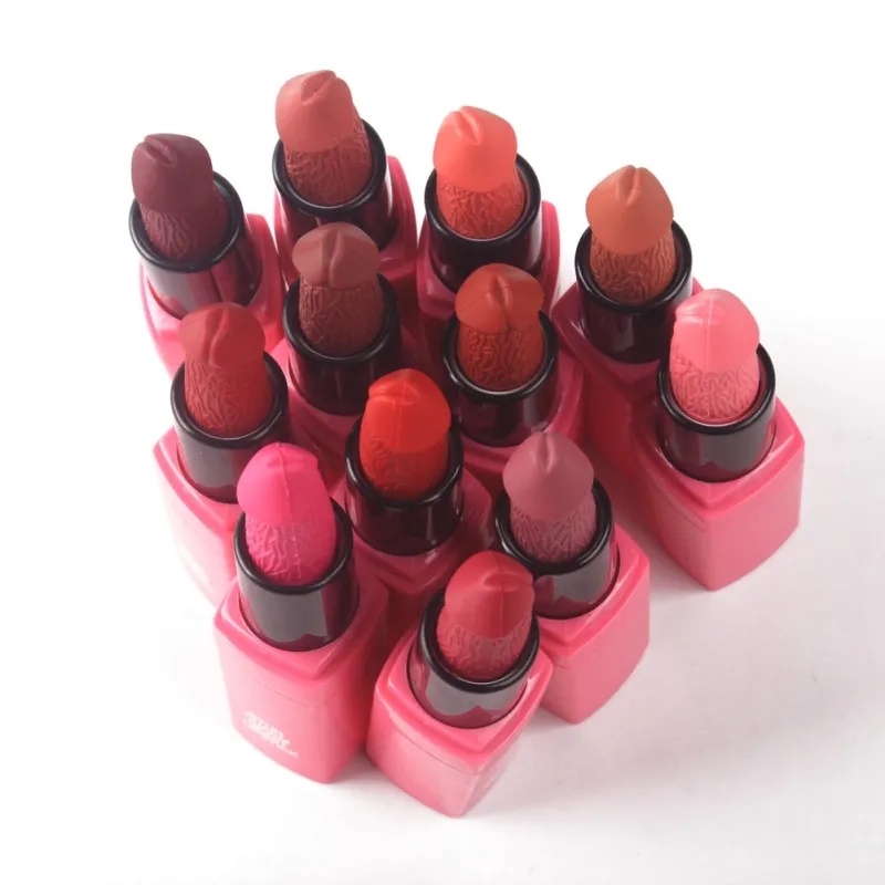 Lipstick Mushroom Pecker Lipstick Penis Willy Shaped lip Hens Night Party Makeups Long Lasting Matte Lipstick