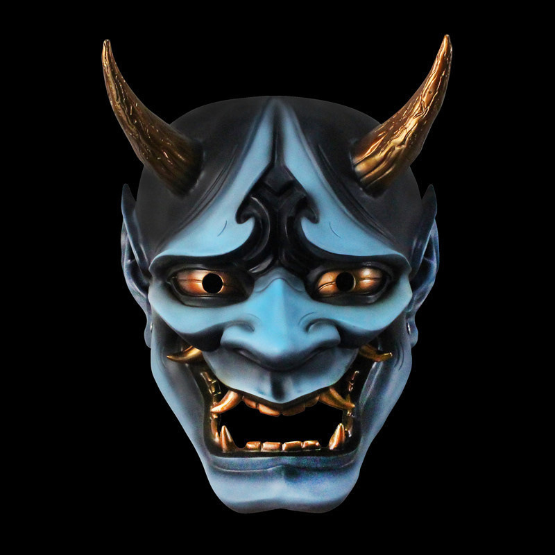 Masques de fête Halloween Couleur japonaise Bonjour Noh Kabuki Masque de démon Cent fantômes Night Out Resin Ghost Samurai Props Prom 230713