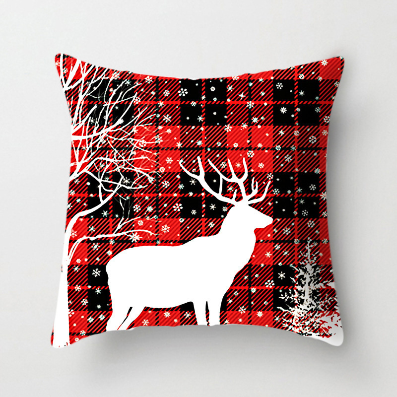Federa cuscino in lino natalizio scozzese rosso Nuovo lino la casa Decorazione natalizia Federa cuscino del divano