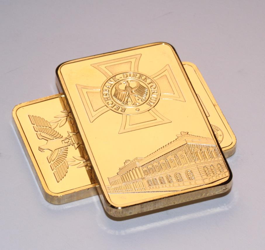 /set hediye Alman kalıp Bismarck zırhlı altın kaplama külçe çubuk paraları 1oz Almanya deutsche deniz altın bar souvenir coin.cx