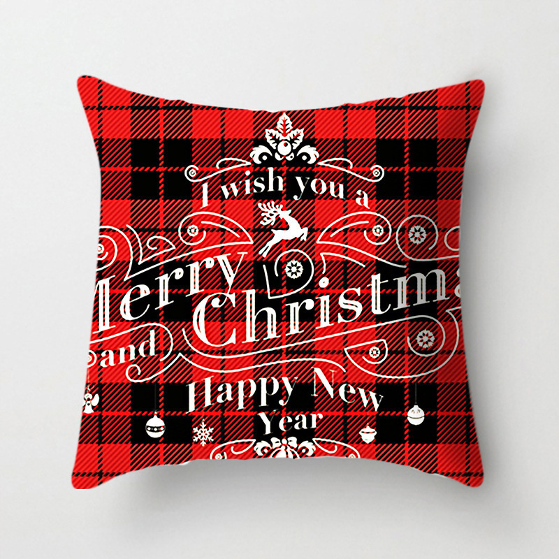 Rode Plaid Kerst Linnen Kussensloop Nieuwe Vlas Thuis Kerst Decoratie Sofa Kussenhoes Kussensloop