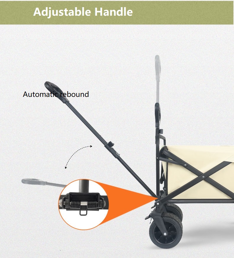 Chariot de plage utilitaire robuste pliable avec poche latérale, chariot d'épicerie pliable de grande capacité pour les sports de jardin et une utilisation en extérieur