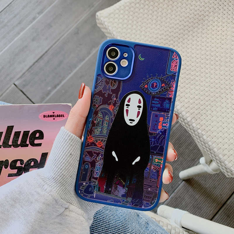 Anime Totoro Połączenie telefoniczne dla iPhone 14pro 7 8 Plus XR XS 12 11 13pro Max SE obiektyw FINE Protectio prosta krawędź silikonowa obudowa L230619