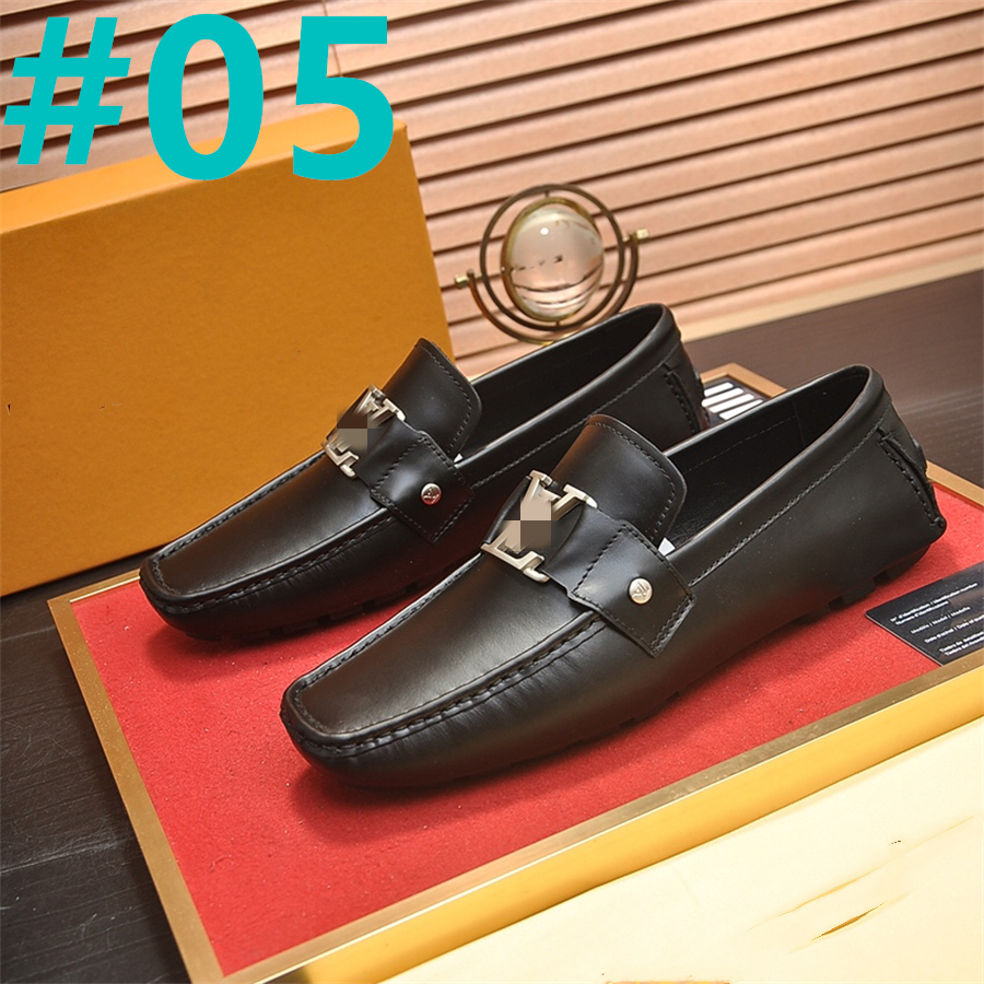 68 modèle hommes en cuir véritable Designer Slip On Dress Chaussures Brogues Wedding Party Business Flats Classique Marque Casual MocassinsTaille 38-46