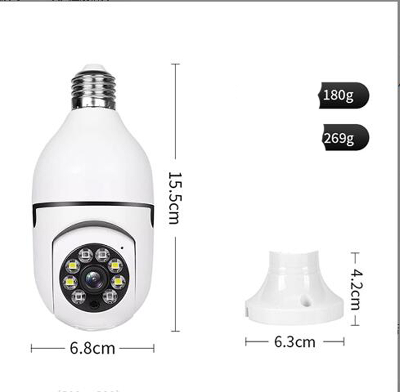 A6 Light Bulb Camera Wireless 1080P 360 Degree Panoramic Smart HD WiFi Cam Night Version Home Security IP Surveillance CCTV LED Bulb Holder Camera Mini E27 Head DHL