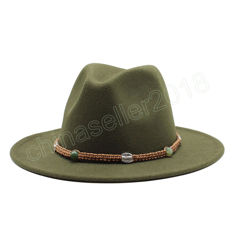 Sombrero Fedora blanco de ala ancha para mujer, sombreros de fieltro de lana para hombre, gorra de Jazz Gamble de Panamá para otoño e invierno