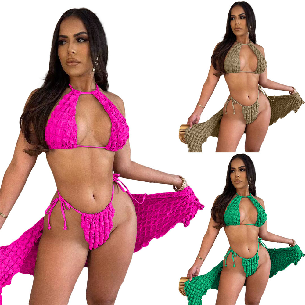 Designer Tracksuits Bubble Bikini Set Summer Women badkläder Sexig grimmabh underkläder och minikjol 3 stycken uppsättningar strandkläder grossistkläder 10013